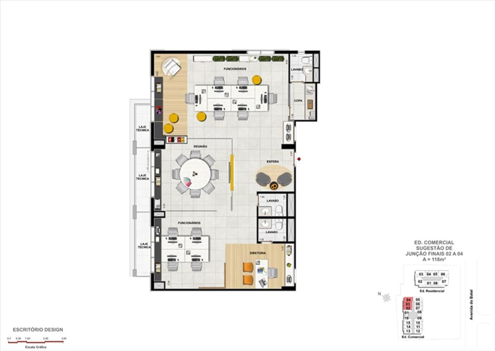 planta Modelo de Escritório de Design | 1550 Batel Comercial (Work Batel) – Batel - Curitiba - Paraná planta Modelo de Escritório de Design | 1550 Batel Comercial (Work Batel) – Salas Comerciais no Batel - Curitiba - Paraná
