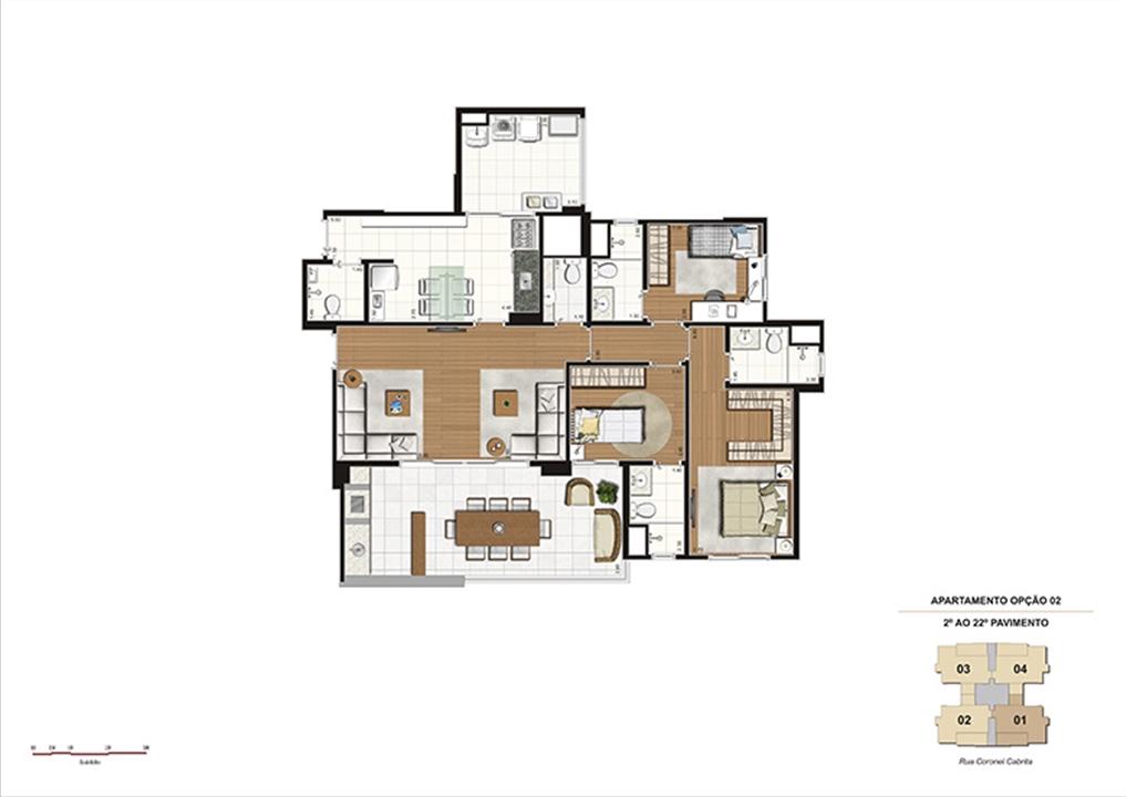 Planta tipo Opção 2 – 124m² - 3 suítes, cozinha ampliada | Gioia – Aclimação - São Paulo - São Paulo Planta tipo Opção 2 – 124m² - 3 suítes, cozinha ampliada | Gioia – Apartamento na Aclimação - São Paulo - São Paulo