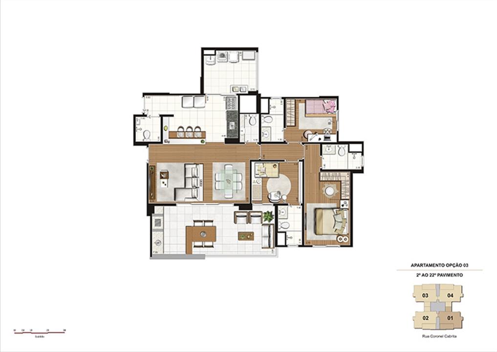 Planta tipo Opção 3 – 124m² - 3 suítes, cozinha ampliada e integrada à sala | Gioia – Aclimação - São Paulo - São Paulo Planta tipo Opção 3 – 124m² - 3 suítes, cozinha ampliada e integrada à sala | Gioia – Apartamento na Aclimação - São Paulo - São Paulo