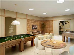 Perspectiva ilustrada da sala de jogos