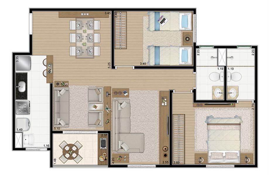 Planta: | Exclusive - São Bernardo - Campinas SP Planta: | Exclusive - Apartamento em São Bernardo - Campinas SP